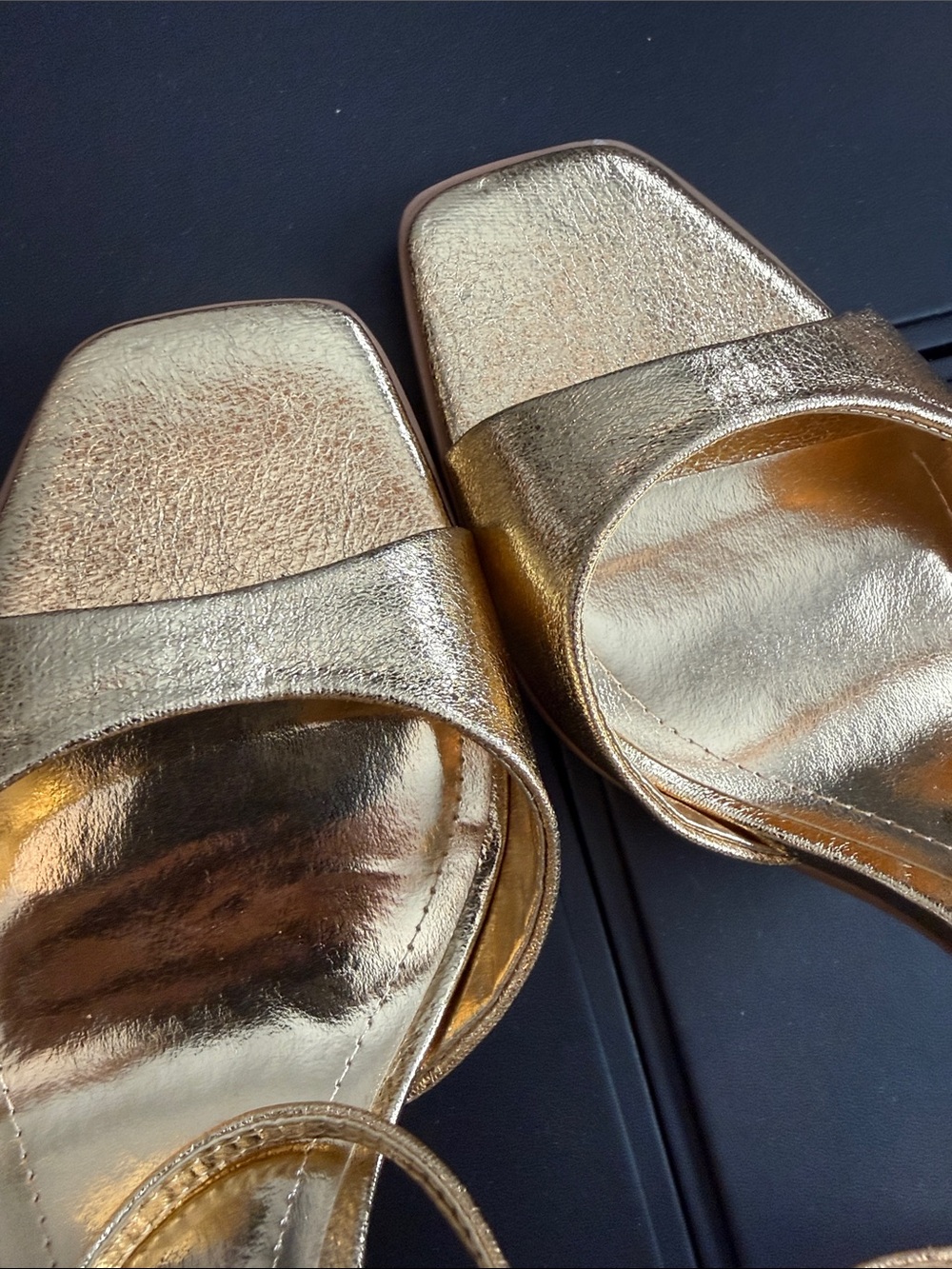 Zara Metallic Gold Strappy Stiletto Sandals NWOT
